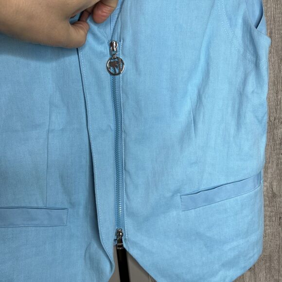 Marc Cain Sports Womens Vest Zipp Closure Linen Cotton Blue Color Size 1 - Picture 2 of 8